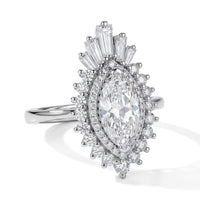 D''Joy Moissanite (Mrq 12x6mm) Ring in Rhodium Over Sterling Silver (Size 10.0) 2.70 ctw
