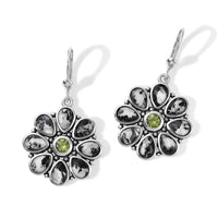 D''Joy Artisan Crafted Premium White Buffalo, Arizona Peridot Earrings in Sterling Silver 8.70 ctw