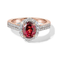 D''Joy Premium Tanzanian Raspberry Garnet, Moissanite Ring in 18K Vermeil RG Over Sterling Silver (Size 10.0) 2.00 ctw