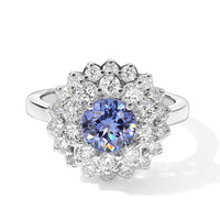 Certified & Appraised D''Joy Premium Tanzanite, Moissanite Ring in Rhodium Over Sterling Silver (Size 10.0) 2.50 ctw