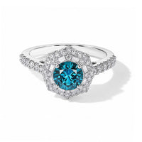 SGL Certified Luxuriant Lab Grown Blue Diamond (IR), Lab Grown Diamond (VS) Ring in Rhodium Over Sterling Silver (Size 10.0) 1.60 ctw VRS10865  925 Silver  BX04  Ring