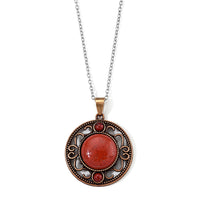 Red Jasper 15.00 ctw Pendant in Rosetone with ION Plated RG Stainless Steel Necklace 20 Inches