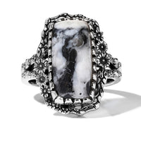D''Joy Artisan Crafted Premium White Buffalo 6.40 ctw Ring in Sterling Silver (Size 7.0)