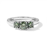 D''Joy Green Moissanite 0.90 ctw Ring in Rhodium Over Sterling Silver (Size 10.0)