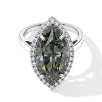 D''Joy Green Moissanite and Moissanite 11.40 ctw Ring in Rhodium Over Sterling Silver (Size 10.0)