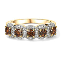 D'Joy Red and White Diamond Cluster Ring in 18K Vermeil YG Over Sterling Silver (Size 10.0) 0.90 ctw