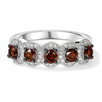 D'Joy Red and White Diamond Cluster Ring in 18K Vermeil YG Over Sterling Silver (Size 10.0) 0.90 ctw