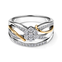 EverTrue Moissanite 0.50 ctw Ring in Platinum Bond and 14K RG Over Sterling Silver (Size 10.0)