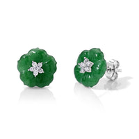 D''Joy Green Jade (D) and Moissanite 11.10 ctw Earrings in Rhodium Over Sterling Silver