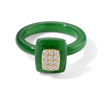 D''Joy Green Jade (D) and Lab Grown Diamond 13.25 ctw Ring in in 18K YG Plated Sterling Silver (Size 9.0)