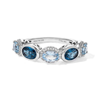 D''Joy Santa Maria Aquamarine, Multi Gemstone Ring in Rhodium Over Sterling Silver (Size 10.0) 3.30 ctw