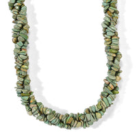 D''Joy Green Turquoise 355.00 ctw Chips 3 Row Twisted Necklace (22 Inches) in Rhodium Over Sterling Silver