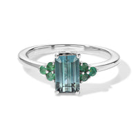 D''Joy AAA Monte Belo Indicolite, Kagem Zambian Emerald Ring in Rhodium Over Sterling Silver (Size 7.0) 1.30 ctw