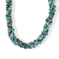 D''Joy Blue Turquoise Chips 355.00 ctw Beaded 3 Row Twisted Necklace (22 Inches) in Rhodium Over Sterling Silver