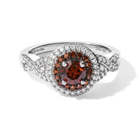 D''Joy Red and White Diamond 1.00 ctw Ring in Rhodium Over Sterling Silver (Size 7.0)