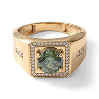 D'Joy Green and White Moissanite 2.25 ctw Ring in 18K Vermeil Yellow Gold Over Sterling Silver (Size 10.0)