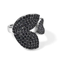 EverTrue Thai Black Spinel 1.40 ctw Leaf Ring in Dualtone (Size 10.0)