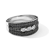 EverTrue Thai Black Spinel and Simulated Diamond 0.75 ctw Wide Band Ring in Silvertone (Size 10.0)