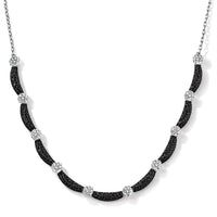 EverTrue Thai Black Spinel and Simulated Diamond 4.40 ctw Necklace in Dualtone 18 Inches