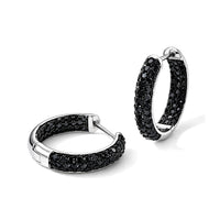 EverTrue Thai Black Spinel 1.65 ctw Hoop Earrings in Dualtone