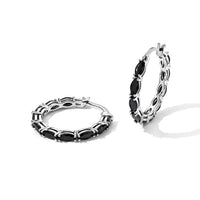 EverTrue Thai Black Spinel 1.20 ctw Hoop Earrings in Silvertone