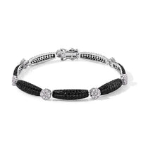 EverTrue Thai Black Spinel and Simulated Diamond 6.00 ctw Bracelet in Dualtone (7.25 In)