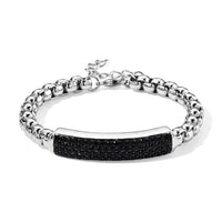 EverTrue Thai Black Spinel ID Bar Bracelet in Dualtone (8.00 In) 6.90 ctw
