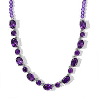 EverTrue African Amethyst 28.20 ctw Necklace (18 Inches) in Platinum Bond