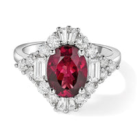 Certified and Appraised D''Joy Premium Usambara Color Change Garnet, Moissanite Ring in Rhodium Over Sterling Silver (Size 6.0) 3.20 ctw