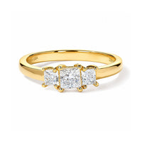 D''Joy Bond Collection Moissanite 3 Stone Ring in 18K Vermeil YG Over Sterling Silver (Size 10.0) 0.65 ctw