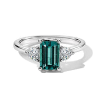 10K White Gold AAA Monte Belo Indicolite, Luxuriant Lab Grown Diamond (E-F, VS) (0.40 cts) Ring (Size 7.0) 2.30 ctw