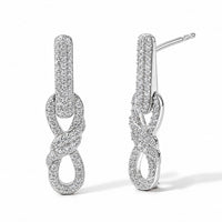 D''Joy Bond Collection Moissanite Earrings in Rhodium Over Sterling Silver 0.60 ctw