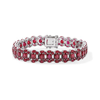 D''Joy Niassa Ruby (FF) and White Zircon 23.00 ctw Bracelet in Rhodium Over Sterling Silver (6.50 In)