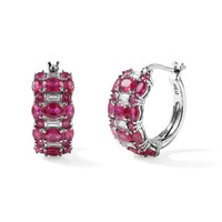 D''Joy Niassa Ruby (FF) and White Zircon 7.25 ctw Earrings in Rhodium Over Sterling Silver