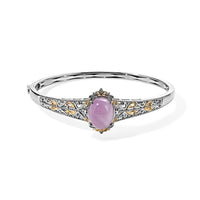 EverTrue Kunzite and Orissa Rhodolite Garnet 16.50 ctw Bangle Bracelet in 18K YG Plated and Platinum Bond (7.25 In)
