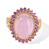 EverTrue Kunzite and Orissa Rhodolite Garnet 12.60 ctw Ring in 18K YG Plated (Size 9.0)