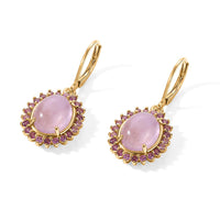 EverTrue Kunzite and Orissa Rhodolite Garnet 7.40 ctw Earrings in 18K YG Plated