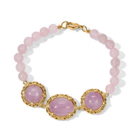 EverTrue Kunzite and Rose Quartz 41.20 ctw Open Filligree Work Bracelet in 18K YG Plated (7.25 In)