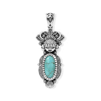 D''Joy Artisan Crafted Premium Tahoe Nevada Turquoise 2.80 ctw Pendant Without in Sterling Silver