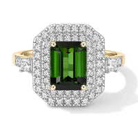 Certified & Appraised 10K Yellow Gold AAA Sapo Tourmaline, Luxuriant Lab Grown Diamond (G-H, SI) (0.80 cts) Ring (Size 6.0) 3.30 ctw