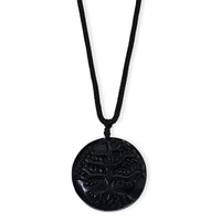 Black Obsidian 63.00 ctw Wolf Pendant Woven Necklace (26 Inches)