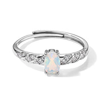 Opal and Simulated Diamond 1.05 ctw Ring in Silvertone (Adjustable)