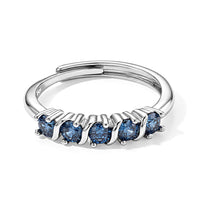 Blue Topaz 1.00 ctw 5 Stone Ring Silvertone (Adjustable)