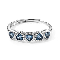 Blue Topaz 1.00 ctw 5 Stone Heart Ring Silvertone (Adjustable)