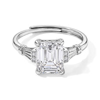 White Crystal Quartz and Simulated Diamond 2.00 ctw Ring in Silvertone (Adjustable)