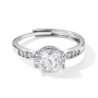 White Crystal Quartz & Simulated Diamond 2.00 ctw Ring in Silvertone (Adjustable)