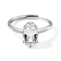 White Crystal Quartz and Simulated Diamond 2.0 ctw Ring in Silvertone (Adjustable)