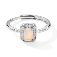 Opal and Simulated Diamond 1.10 ctw Ring in Silvertone (Adjustable)