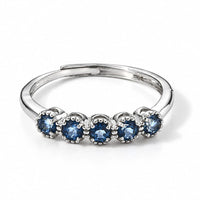 Blue Topaz 1.0 ctw 5 Stone Ring Silvertone (Adjustable)