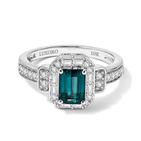 Luxoro 10K White Gold AAA Monte Belo Indicolite, Diamond (I2) (0.35 cts) Ring (Size 10.0) 1.40 ctw